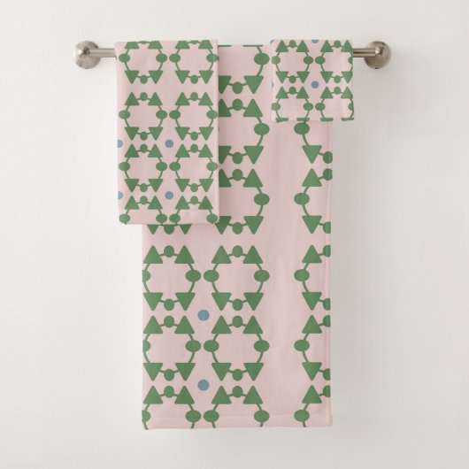 Mitte des Jahrhunderts rosa, blau und blau Badhandtuch Set (Insitu)