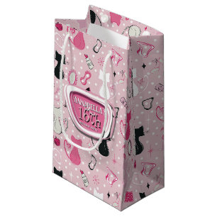 Mitte des Jahrhunderts rosa Herz Katzen Geburtstag Kleine Geschenktüte