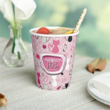 Mitte des Jahrhunderts rosa Herz Katzen Geburtstag