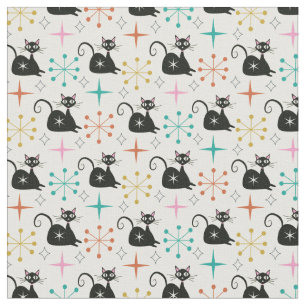 Mitte des Jahrhunderts schwarze atomare Katze mit  Stoff