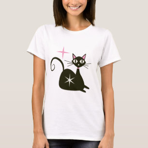 Mitte des Jahrhunderts schwarze atomare Katze mit  T-Shirt