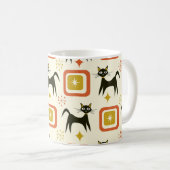 Mitte des Jahrhunderts schwarze atomare Katzen mit Kaffeetasse (VorderseiteRechts)