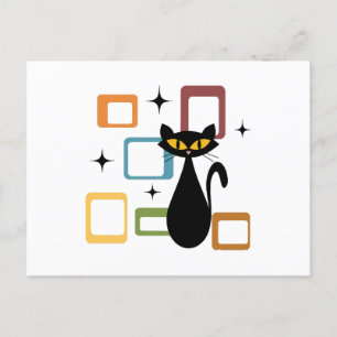 Mitte des Jahrhunderts schwarze Katze Postkarte