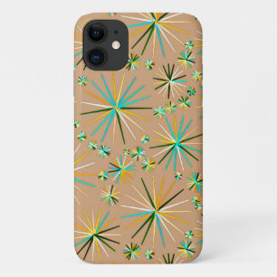 Mitte-des-Jahrhunderts Sputnik-Muster, Taupe-Tan iPhone 11 Hülle