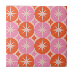 Mitte des Jahrhunderts Starbursts auf rosa und ora Fliese