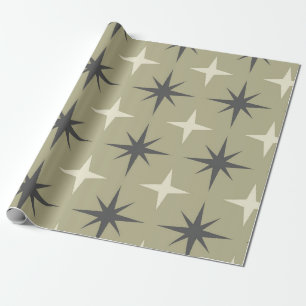 Mitte des Jahrhunderts Starbursts in beige und tau Geschenkpapier