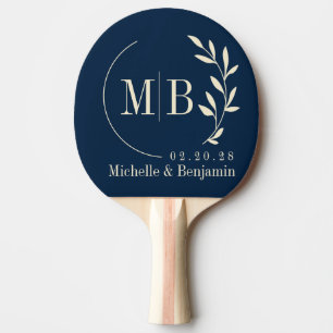 Mitte-des-Jahrhunderts Tiefsee-Blau-Blatt-Hochzeit Tischtennis Schläger