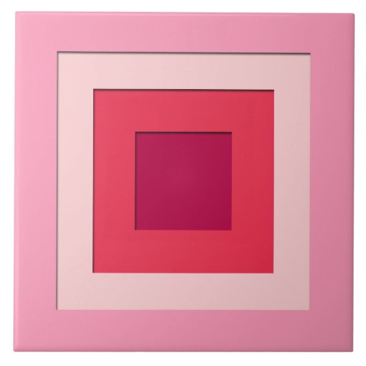 Mitte des Jahrhunderts überlagerte Quadrate - Rosa Fliese (Vorderseite)