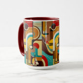 Mitte des Jahrhunderts Vibes | Gelb- und Brauntöne Tasse (Vorderseite Links)