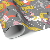 Mitte- des Jahrhundertsart-Blaskapelle auf Grau Geschenkpapier (Rolleneckpunkt)