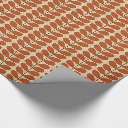 Mitte- des Jahrhundertsdänisches Blätter, Rost Geschenkpapier (Ecke)