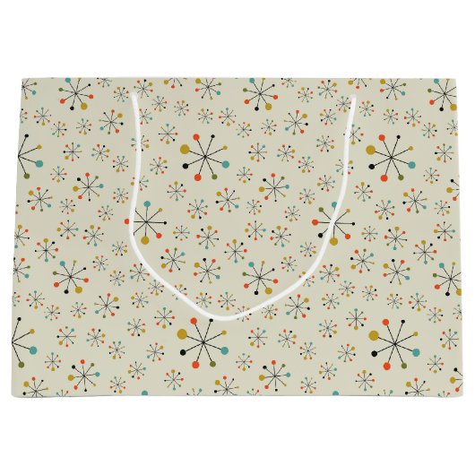 Mitte- des Jahrhundertsinspiriertes atomarmuster Große Geschenktüte (Vorderseite)