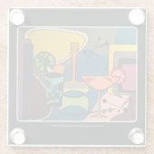 "Mitte- des JahrhundertsMod-Cocktail" Malerei auf Glasuntersetzer (Rückseite)