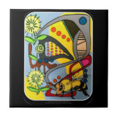 Mitte- des JahrhundertsMod-Garten-Bienenmalerei Fliese (Vorderseite)