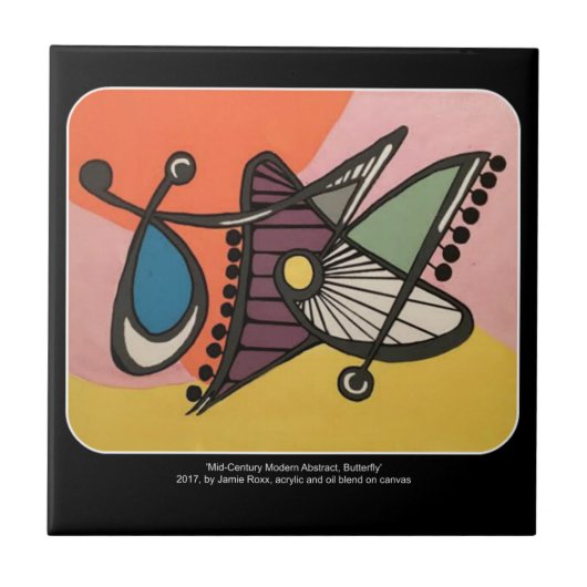 Mitte- des JahrhundertsMod-Schmetterlingsmalerei Fliese (Vorderseite)