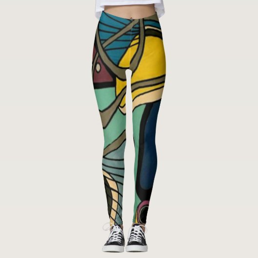 "Mitte des Jahrhundertsmoderne abstrakte Wasser" Leggings (Vorderseite)