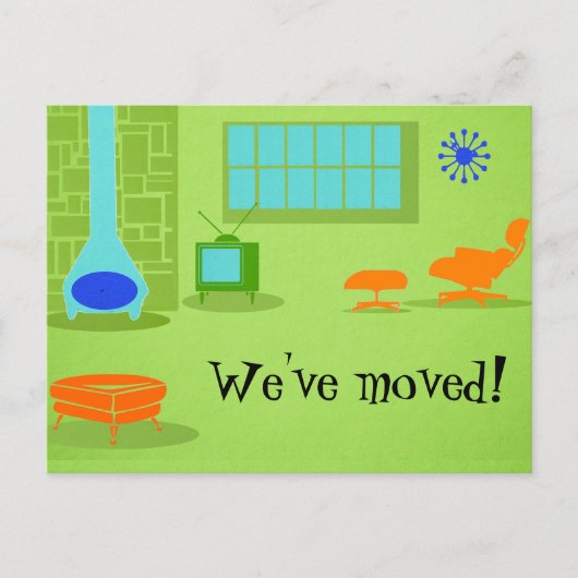 Mitte- des Jahrhundertsmoderne Adressenänderung Ankündigungspostkarte (Vorderseite)