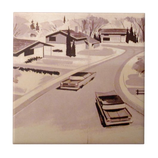 Mitte- des Jahrhundertsmoderne Architektur Fliese (Vorderseite)