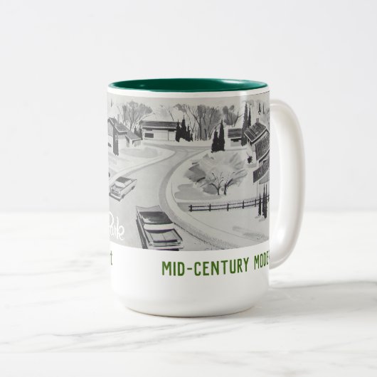 Mitte- des Jahrhundertsmoderne Architektur-Tasse Zweifarbige Tasse (VorderseiteRechts)