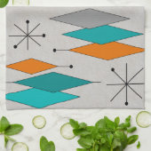 Mitte- des Jahrhundertsmoderne Diamanten aquamarin Geschirrtuch (Gefaltet)