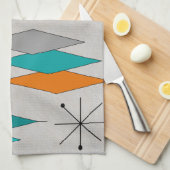 Mitte- des Jahrhundertsmoderne Diamanten aquamarin Geschirrtuch (Viertel Falte)