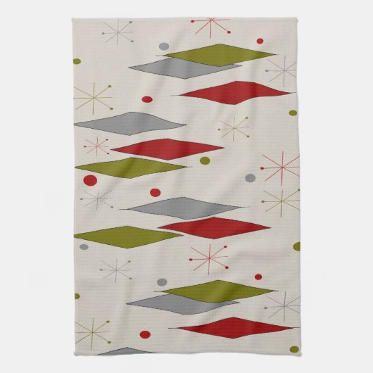 Mitte- des Jahrhundertsmoderne Diamanten rot und Handtuch (Vertikal)