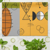 Mitte- des Jahrhundertsmoderne Fisch-wunderliches Handtuch (Gefaltet)