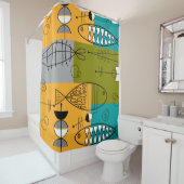 Mitte- des Jahrhundertsmoderne Fische Duschvorhang (Beispiel)