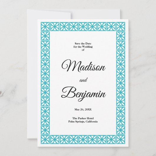 Mitte- des Jahrhundertsmoderne Hochzeit, Retro, Einladung (Vorderseite)