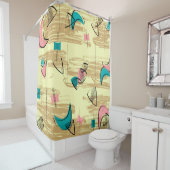 Mitte- des Jahrhundertsmoderne Löwenzahn-Uhren Duschvorhang (Beispiel)