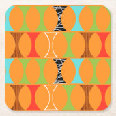 Mitte- des Jahrhundertsmoderne orange harte Rechteckiger Pappuntersetzer (Vorderseite)