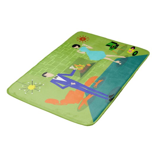 Mitte- des Jahrhundertsmoderne Paar-Bad-Matte Badematte (Schrägansicht)