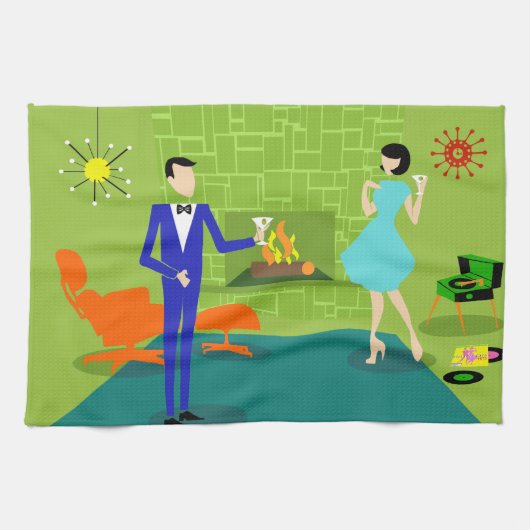 Mitte- des Jahrhundertsmoderne Paar-Geschirrtücher Handtuch (Horizontal)