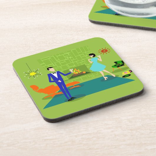 Mitte- des Jahrhundertsmoderne Paar-harte Untersetzer (Linke Seite)