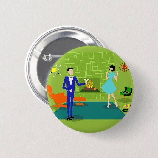 Mitte- des Jahrhundertsmoderne Paar-runder Knopf Button (Vorne & Hinten)