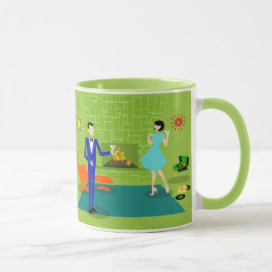 Mitte- des Jahrhundertsmoderne Paar-Tasse Tasse