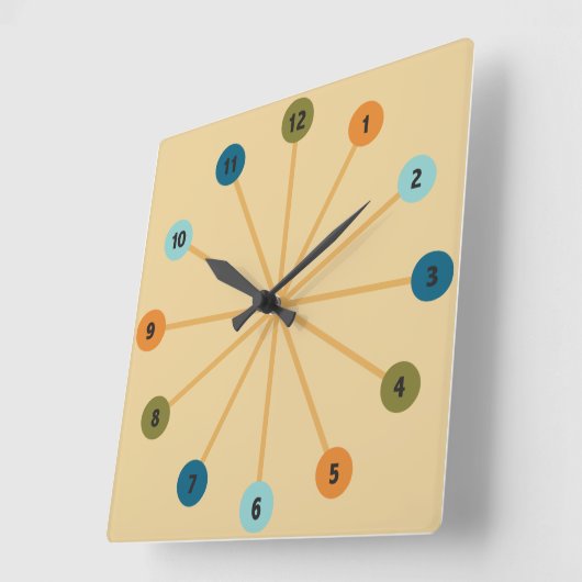 Mitte- des Jahrhundertsmoderne Quadratische Wanduhr (Winkel)