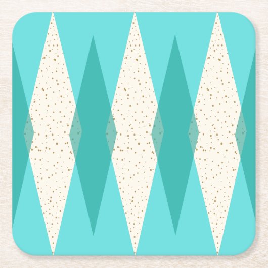 Mitte- des Jahrhundertsmoderne Rauten-harte Rechteckiger Pappuntersetzer (Vorderseite)