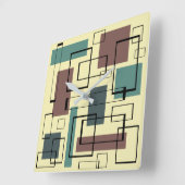 Mitte- des Jahrhundertsmoderne Rechtecke Quadratische Wanduhr (Winkel)