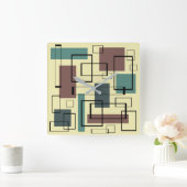 Mitte- des Jahrhundertsmoderne Rechtecke Quadratische Wanduhr (Zuhause)