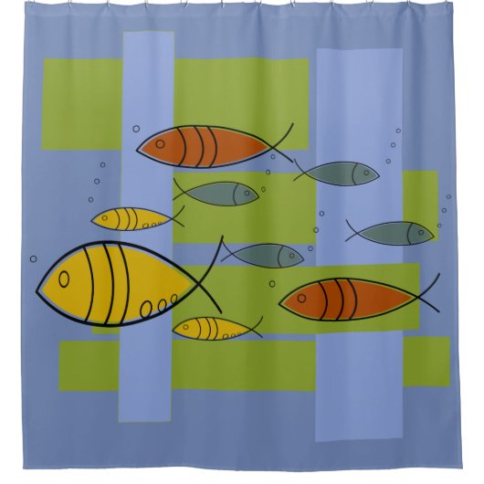 Mitte- des Jahrhundertsmoderne Retro Duschvorhang (Vorderseite)