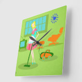 Mitte- des Jahrhundertsmoderne Retro Quadratische Wanduhr (Winkel)