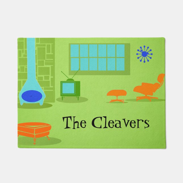 Mitte- des Jahrhundertsmoderne Retro Tür-Matte Fußmatte (Vorderseite)