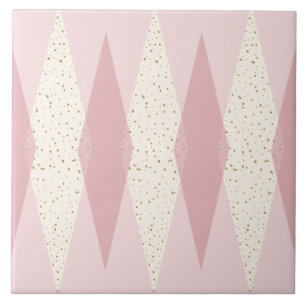 Mitte- des Jahrhundertsmoderne rosa Rauten-große Fliese