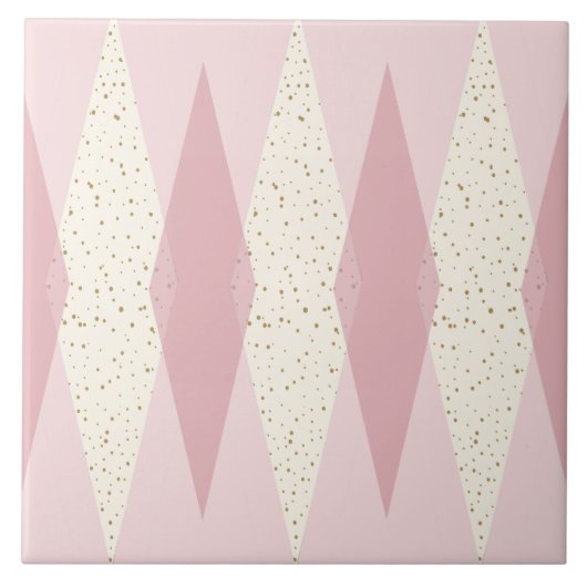 Mitte- des Jahrhundertsmoderne rosa Rauten-große Fliese (Vorderseite)