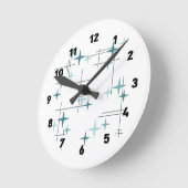 Mitte- des Jahrhundertsmoderne Stern-(aquamarine) Runde Wanduhr (Winkel)
