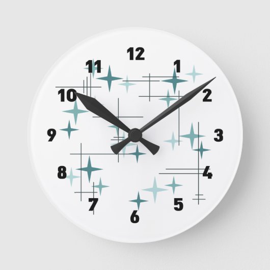 Mitte- des Jahrhundertsmoderne Stern-(aquamarine) Runde Wanduhr (Vorderseite)