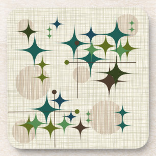 Mitte- des Jahrhundertsmoderne Sternexplosionen Getränkeuntersetzer