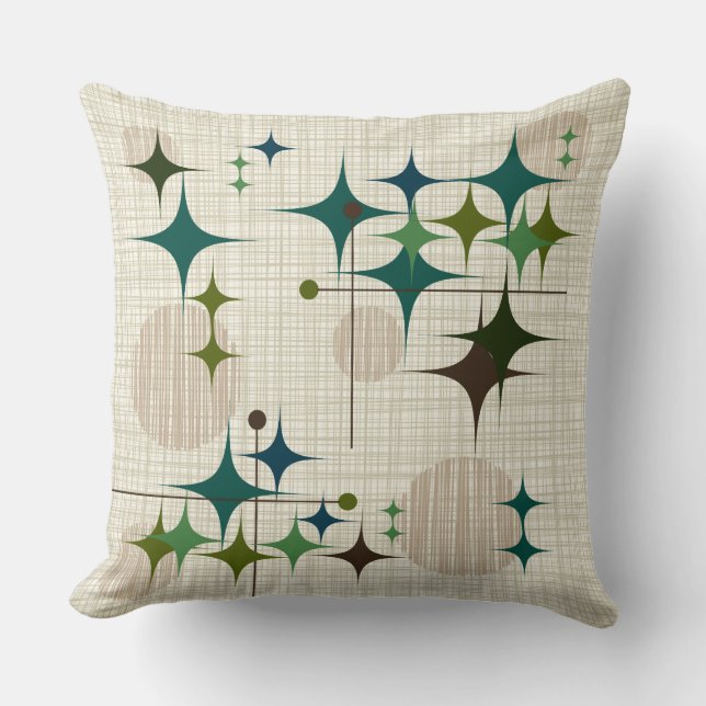 Mitte- des Jahrhundertsmoderne Sternexplosionen Kissen (Vorderseite)