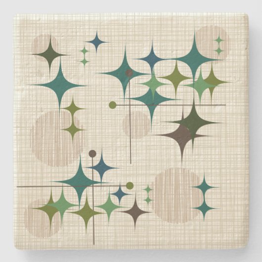 Mitte- des Jahrhundertsmoderne Sternexplosionen Steinuntersetzer (Vorderseite)